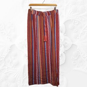 Bloomchic Boho Multi-Colored Striped Maxi Skirt